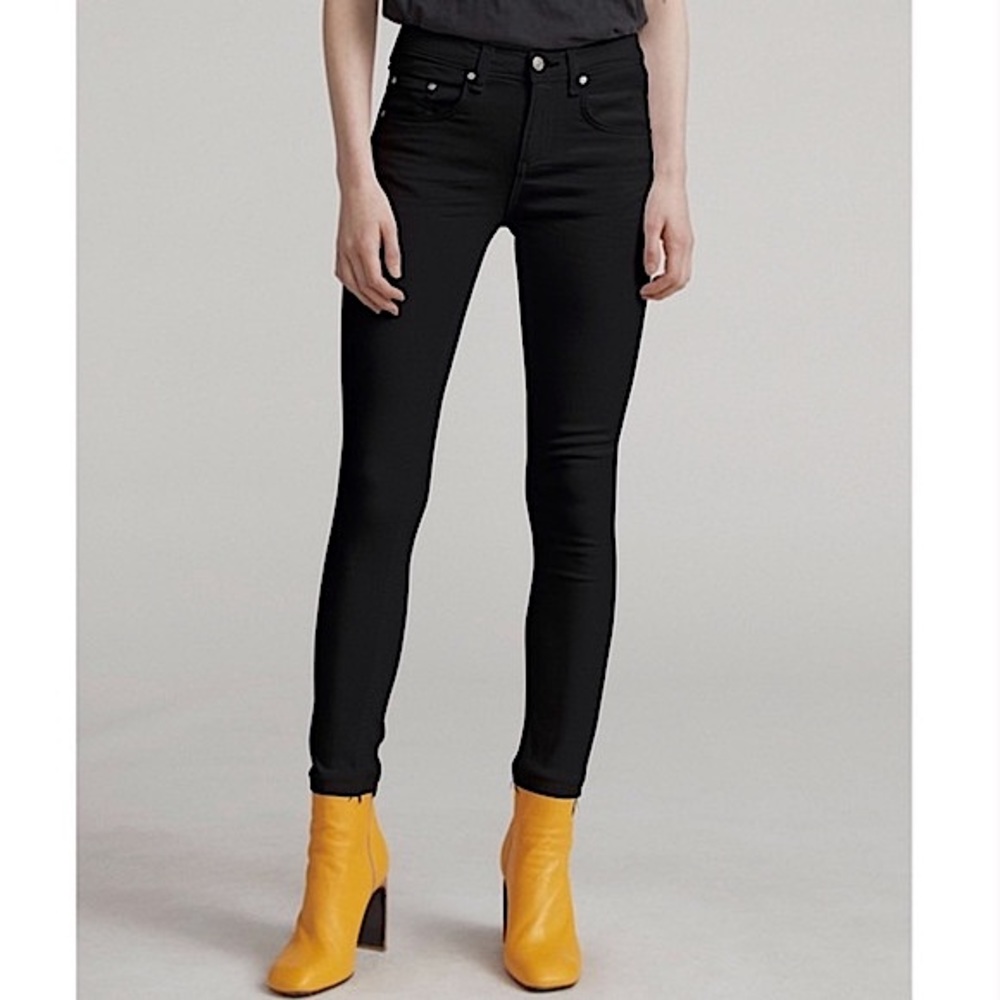 RAG & BONE frayed hem skinny jeans black size 24 like new